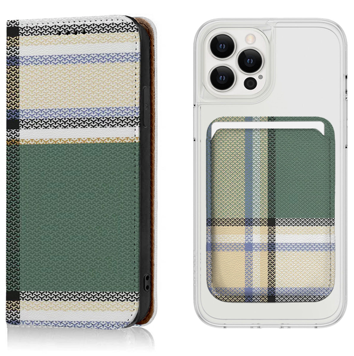 Green Plaid Pattern iPhone Leather Case