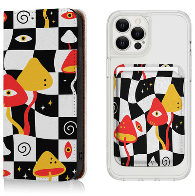 Checkerboard Mashroom iPhone Leather Case