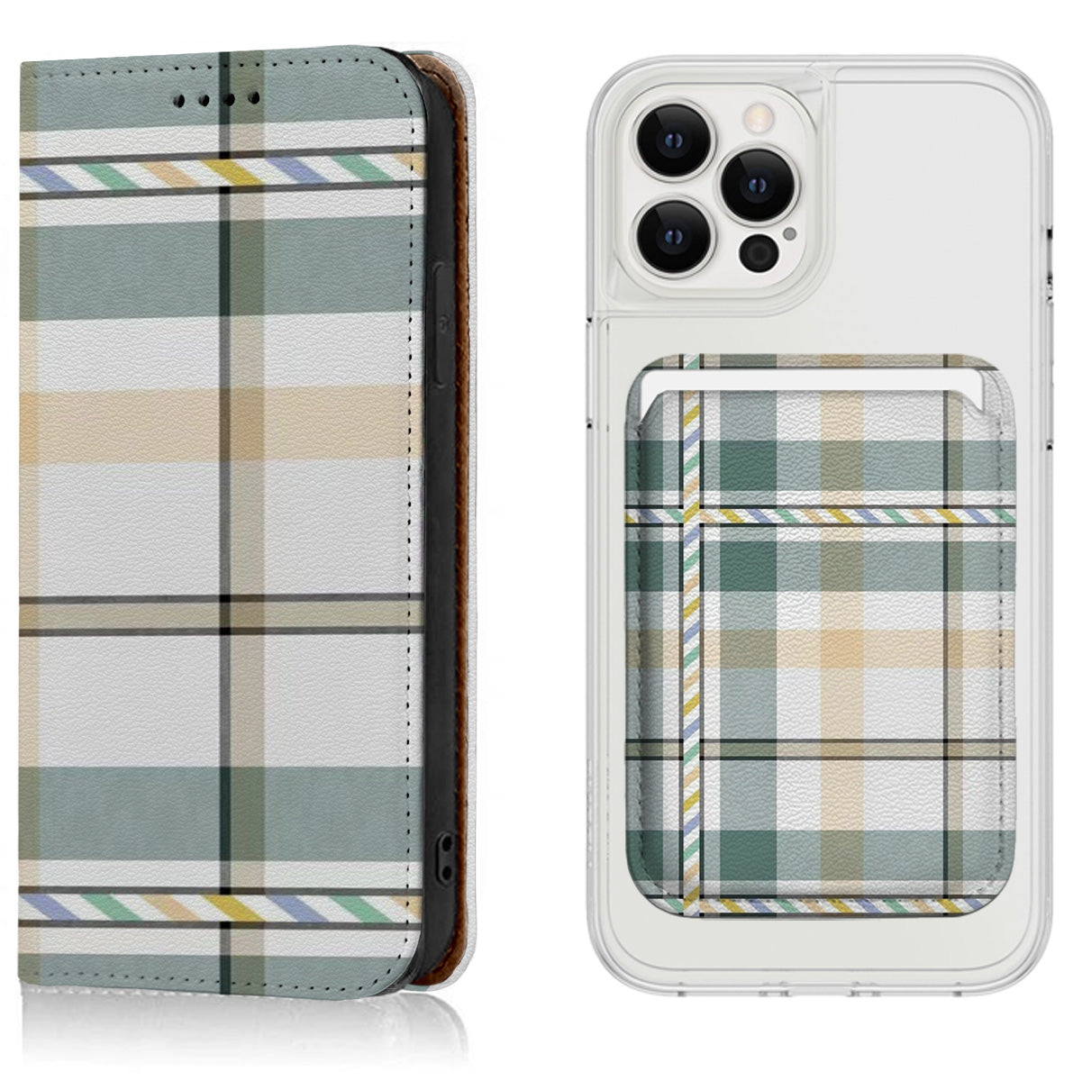 Green Plaid Pattern iPhone Leather Case