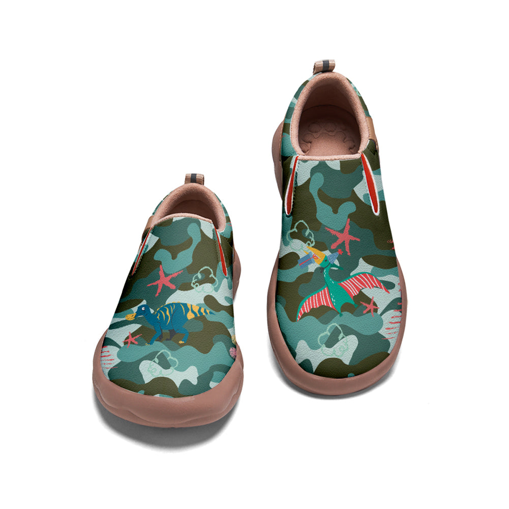 Green Camouflage Dinosaur Slip On