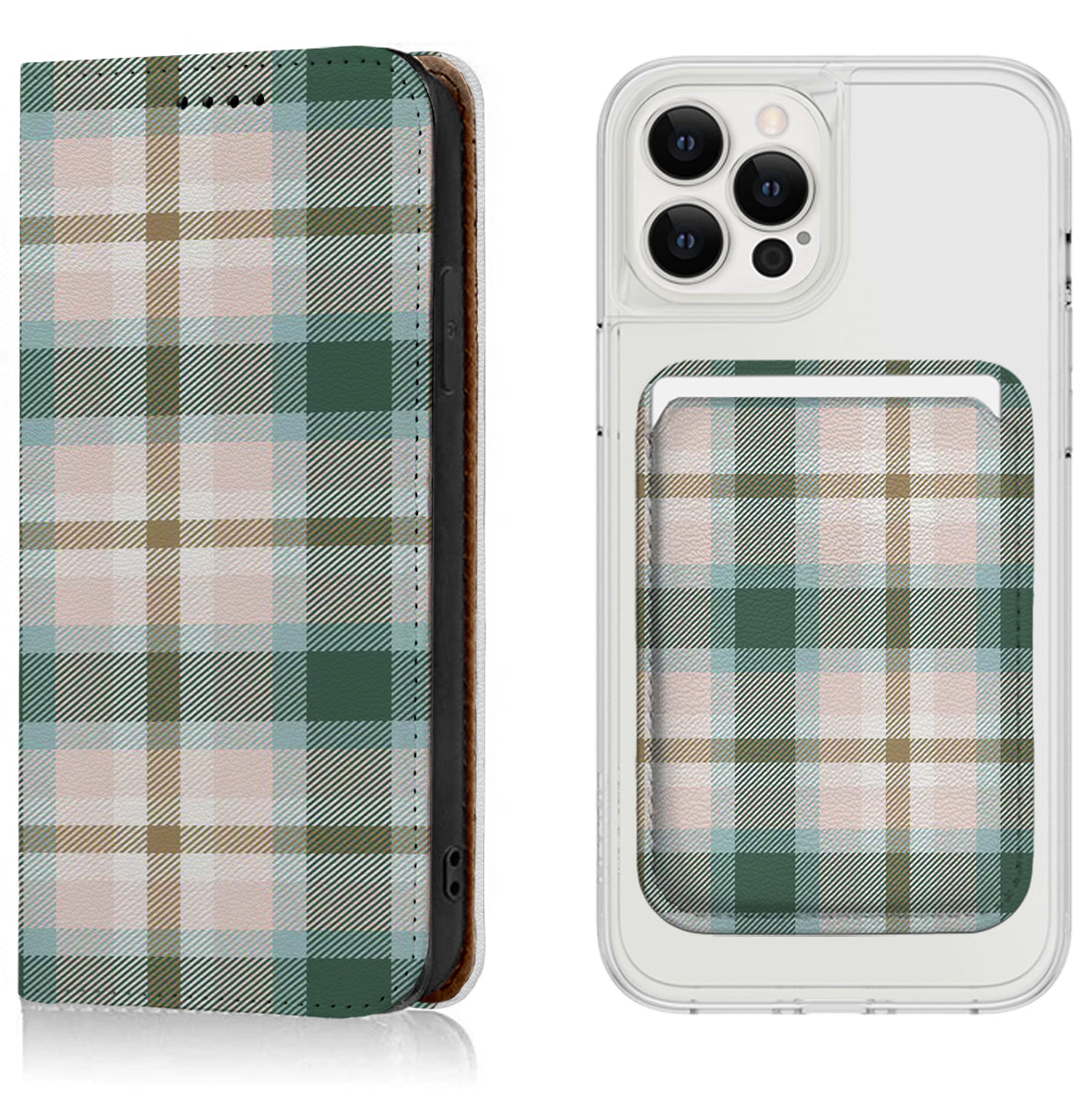 Green Plaid Pattern iPhone Leather Case