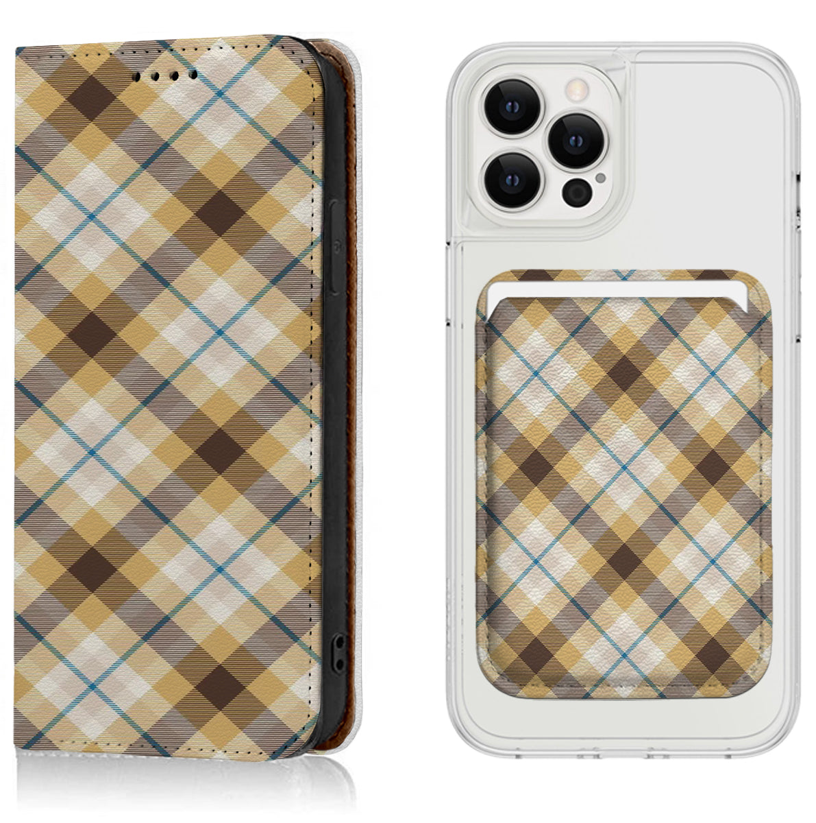 Yellow Plaid Pattern iPhone Leather Case