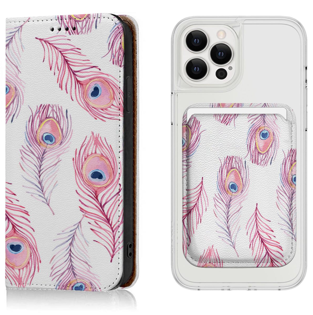 Pink Peacock Feather iPhone Leather Case