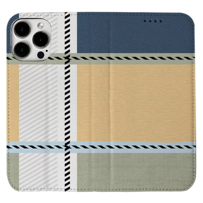 Yellow Plaid Pattern iPhone Leather Case