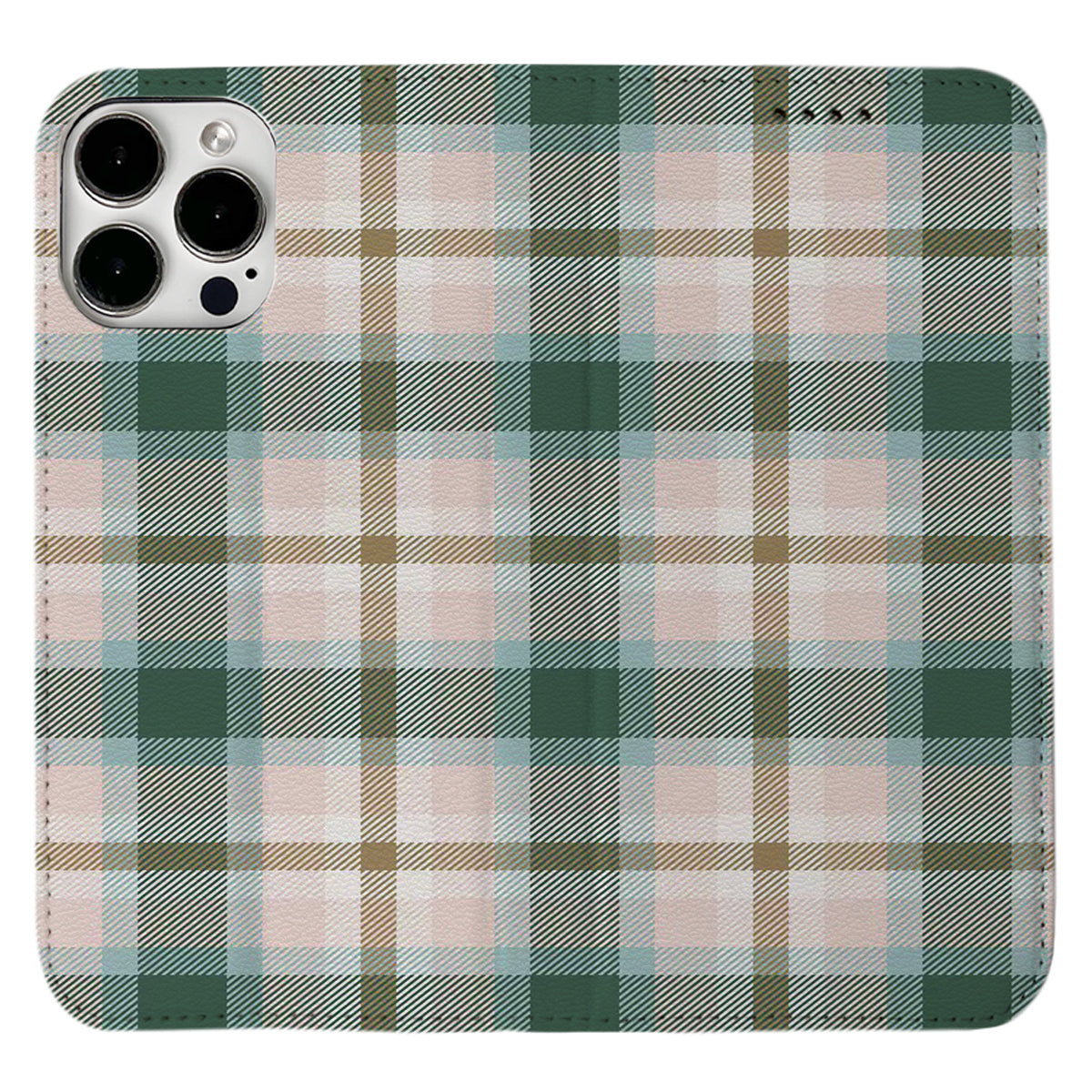 Green Plaid Pattern iPhone Leather Case