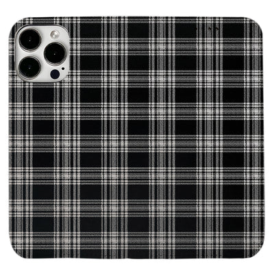 Black Plaid Pattern iPhone Leather Case