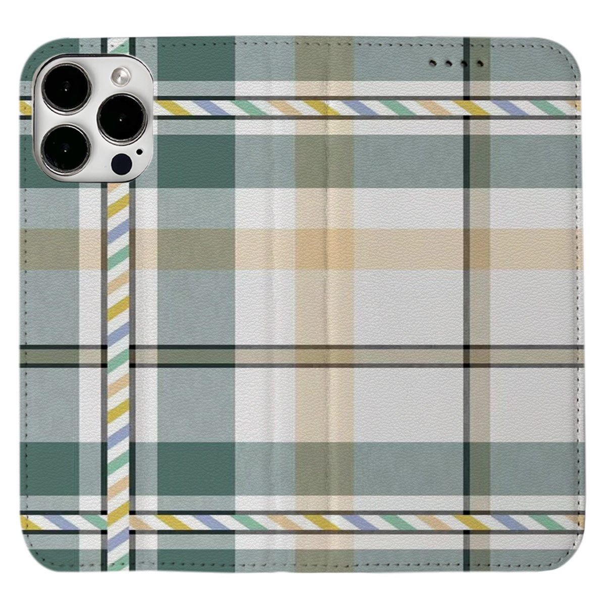 Green Plaid Pattern iPhone Leather Case