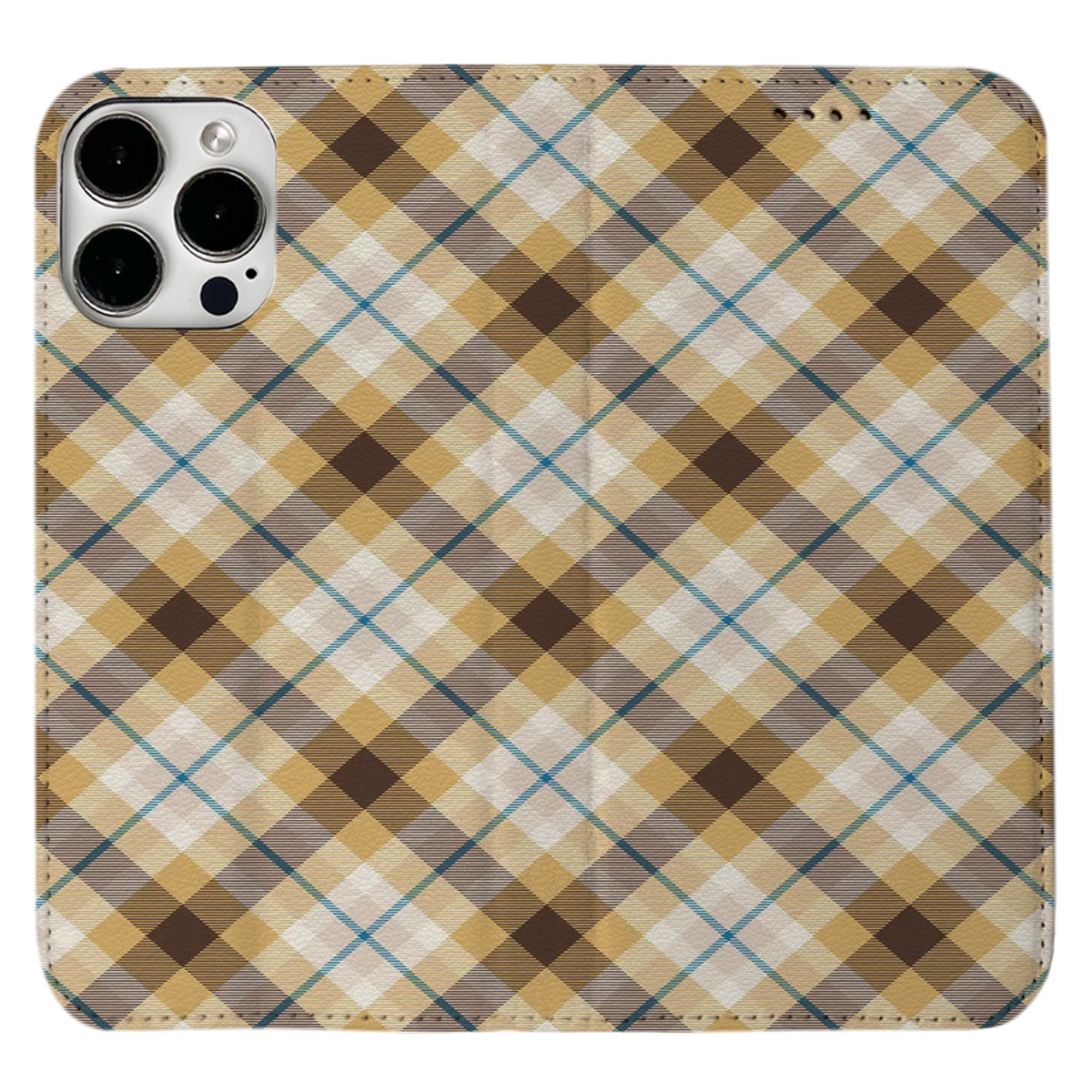 Yellow Plaid Pattern iPhone Leather Case