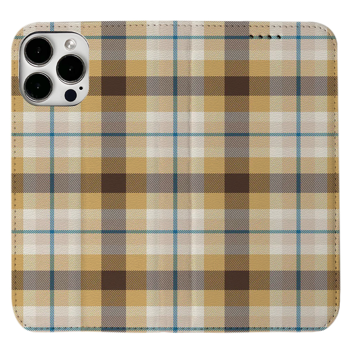 Yellow Plaid Pattern iPhone Leather Case