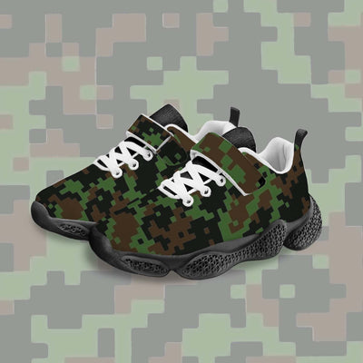 Pixel Green Camouflage Kids Running Shoes