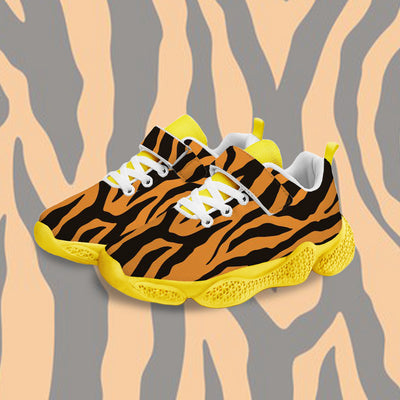 Tiger Print Kids Running Shoes