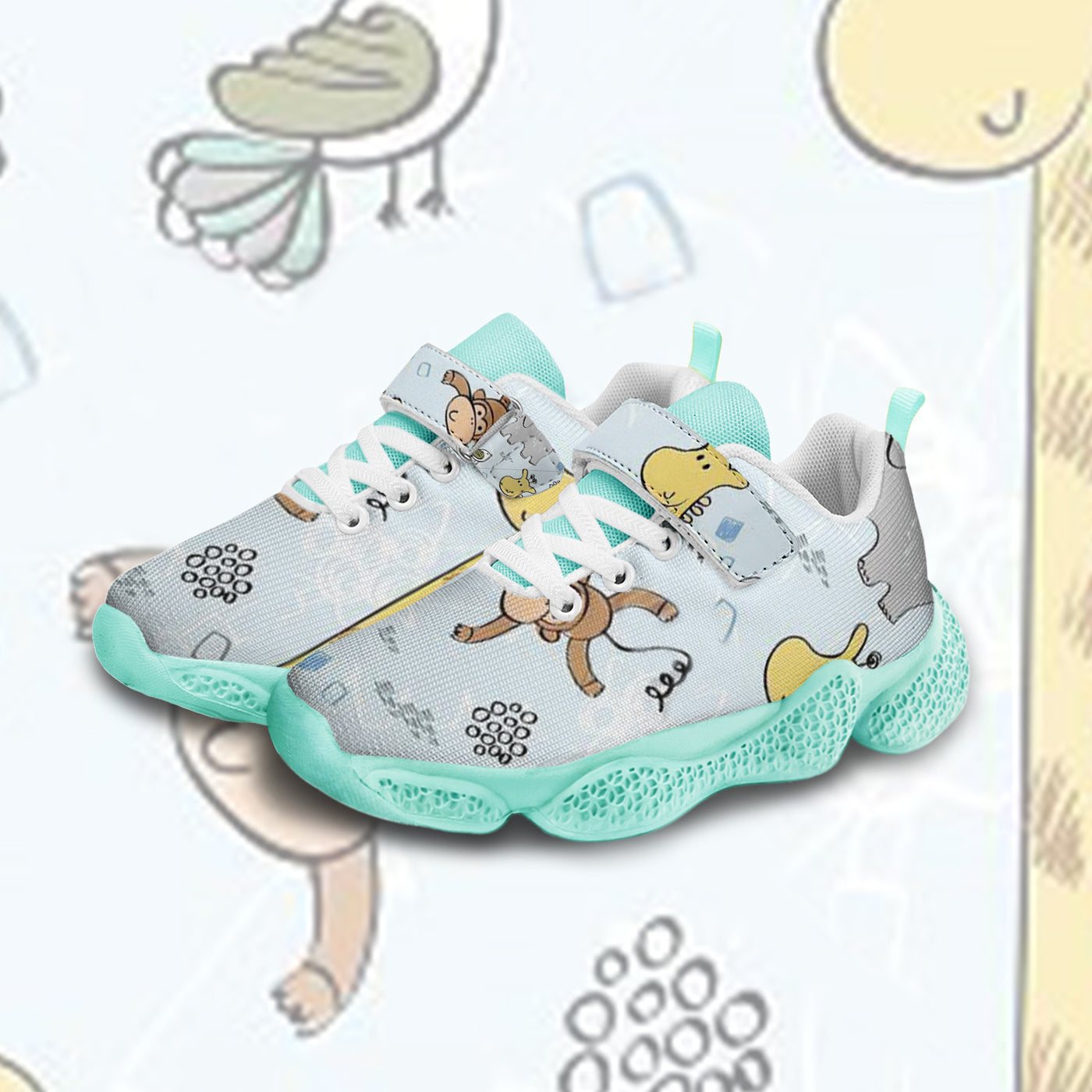 Giraffe And Monkey Kids Running Shoes