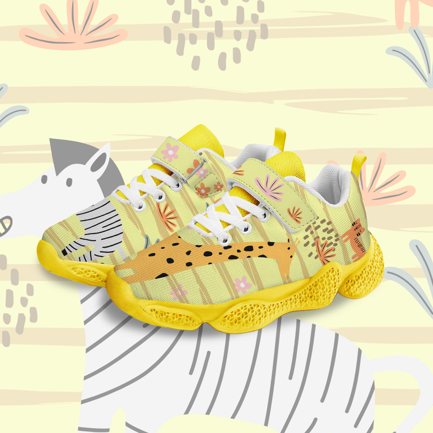 Zebra And Giraffe Kids Running Shoes