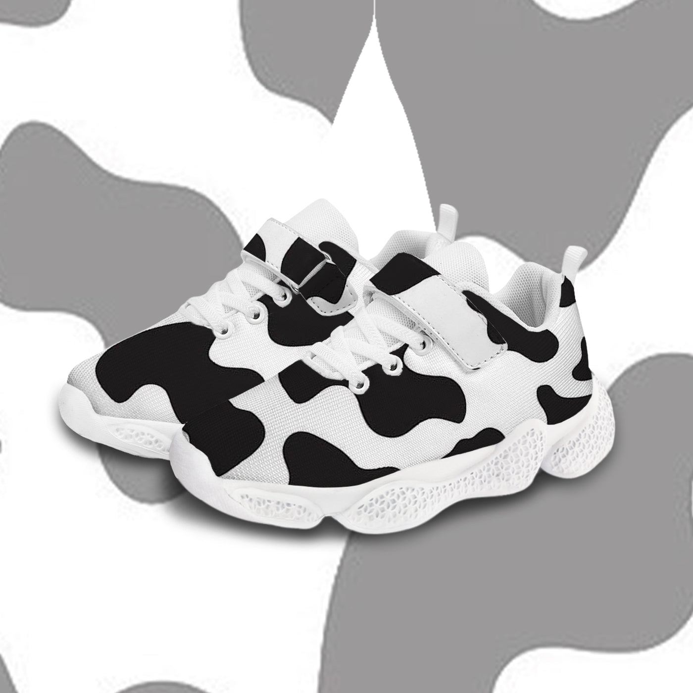 Cow Print Kids Running Shoes