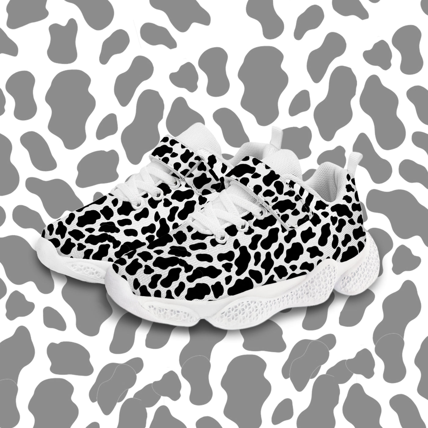 Cow Print Kids Running Shoes