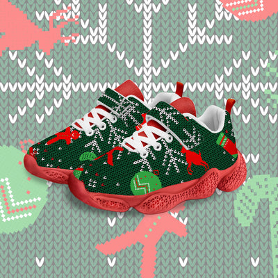 Pixel Christmas Tree Kids Running Shoes