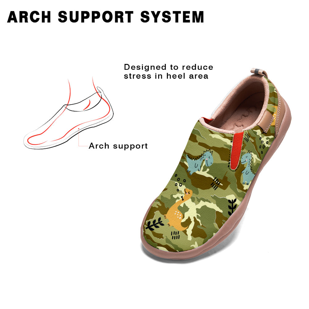 Green Camouflage Dinosaur Slip On