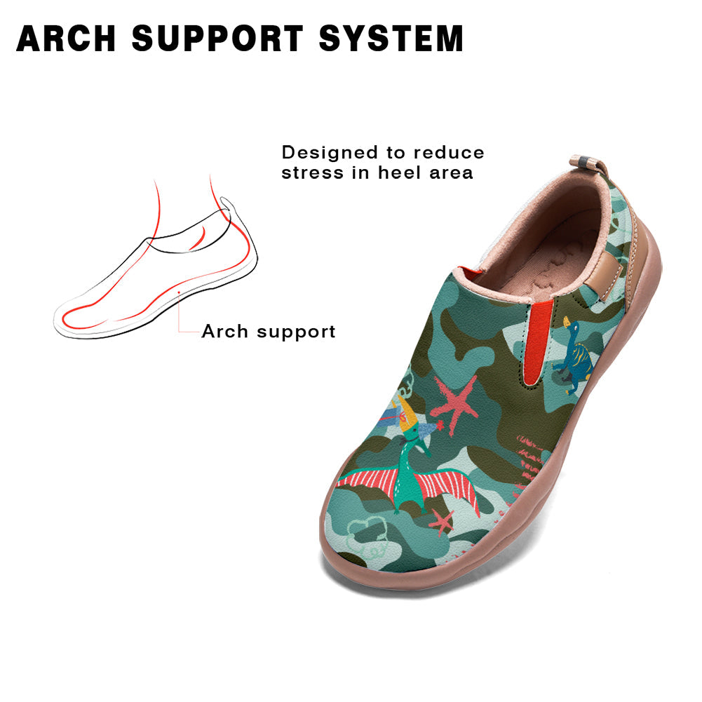 Green Camouflage Dinosaur Slip On