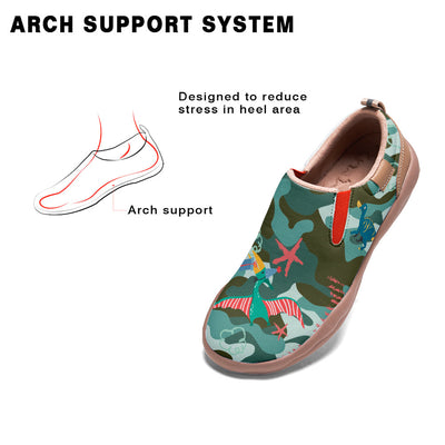 Green Camouflage Dinosaur Slip On