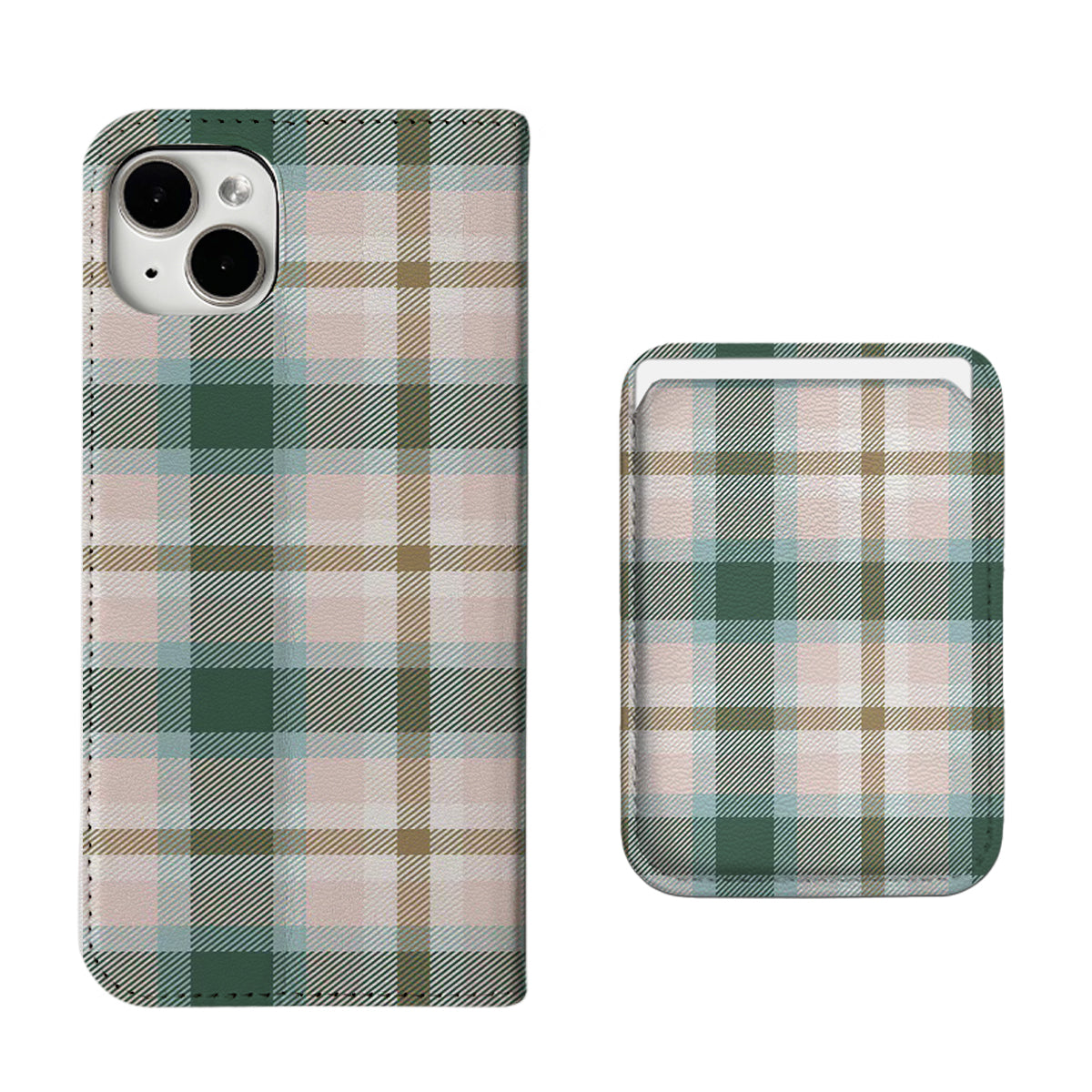 Green Plaid Pattern iPhone Leather Case