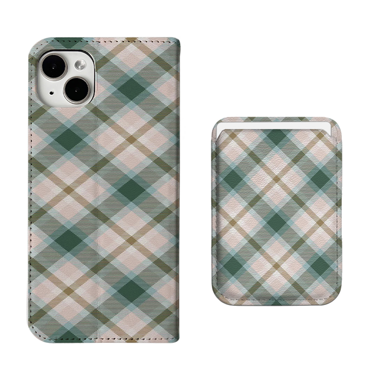 Green Plaid Pattern iPhone Leather Case