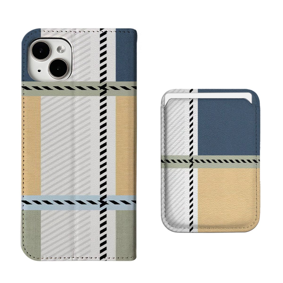 Yellow Plaid Pattern iPhone Leather Case