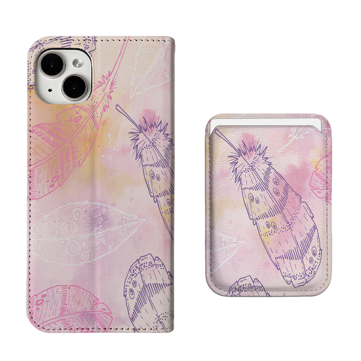 Pink Feather iPhone Leather Case