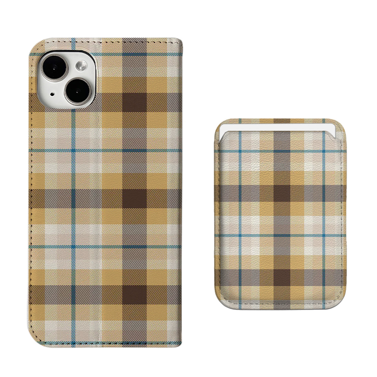 Yellow Plaid Pattern iPhone Leather Case