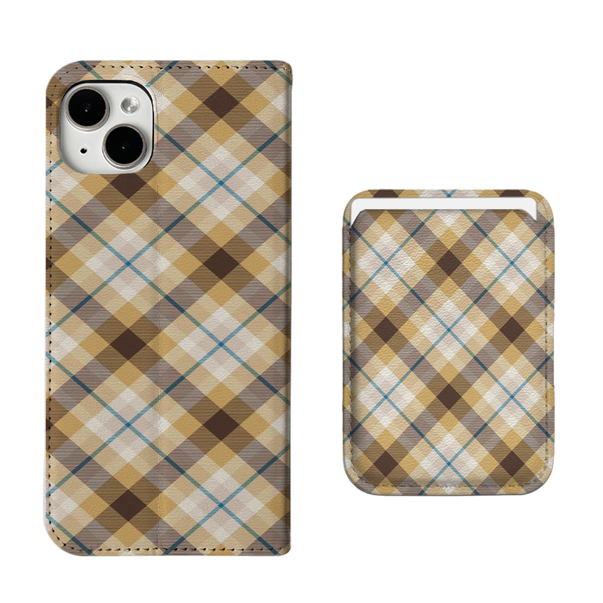 Yellow Plaid Pattern iPhone Leather Case