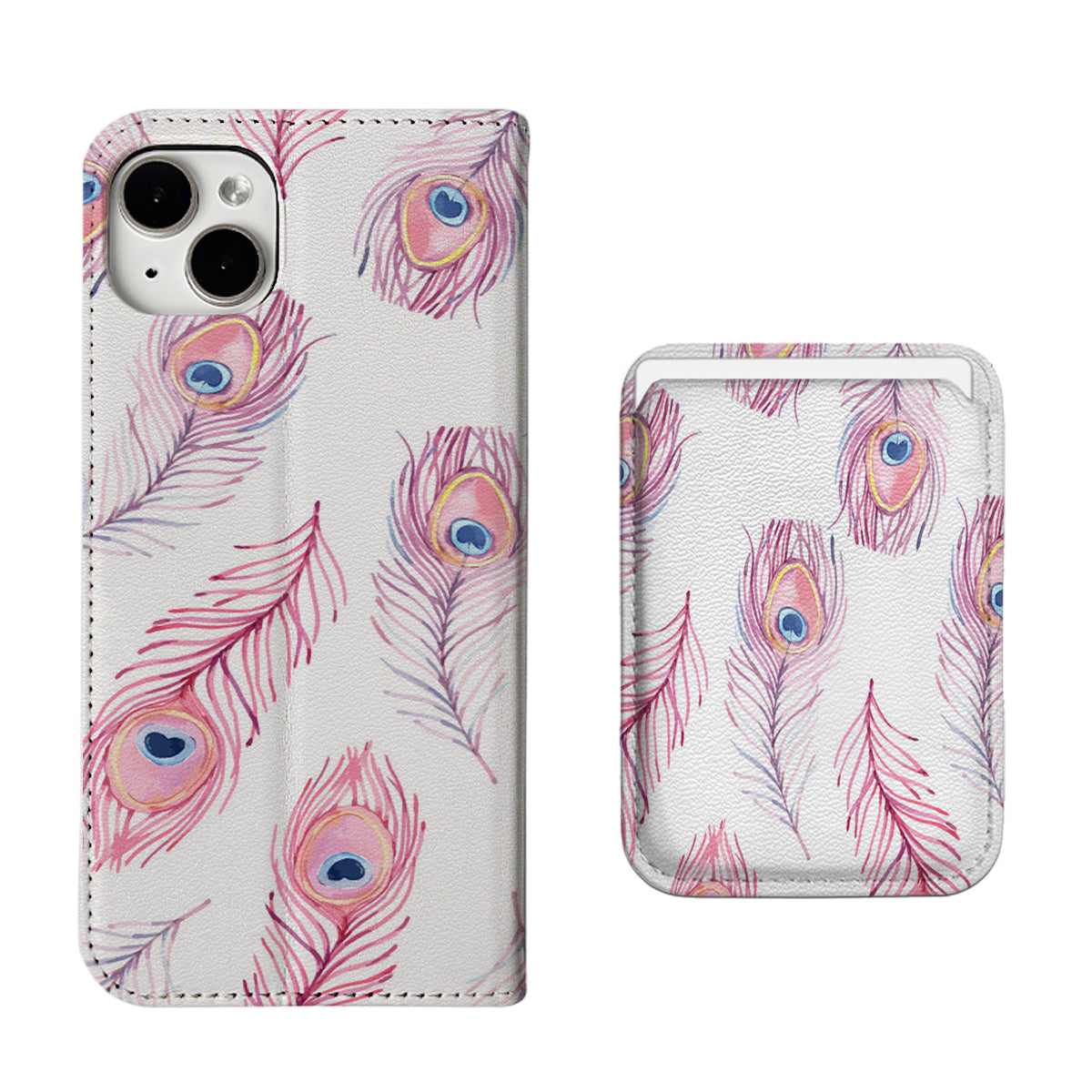 Pink Peacock Feather iPhone Leather Case