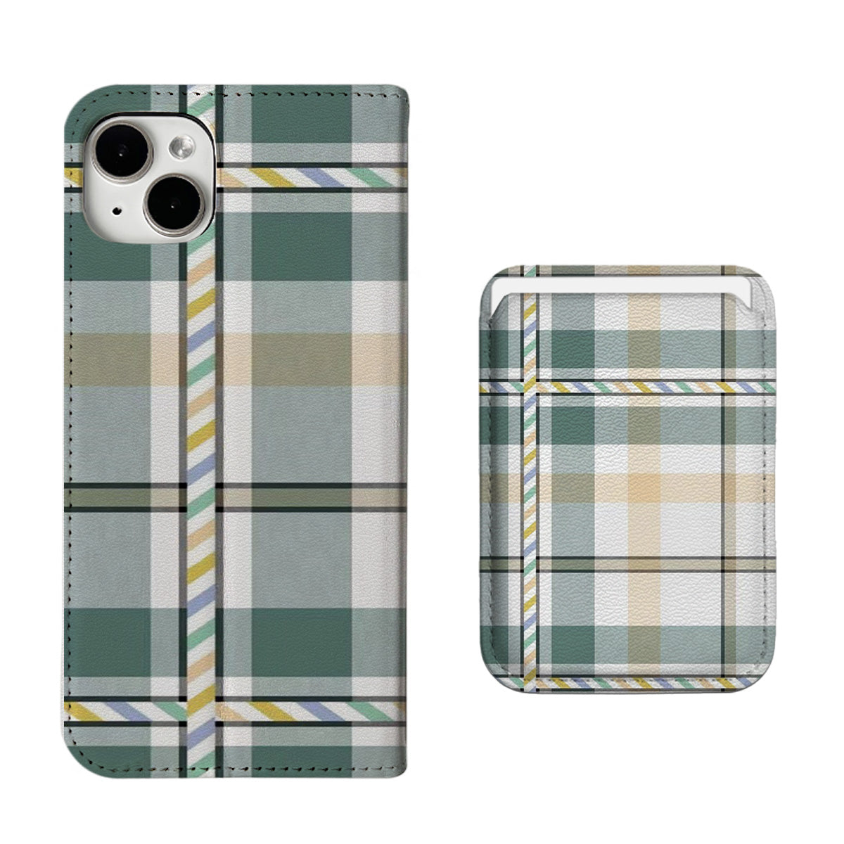 Green Plaid Pattern iPhone Leather Case