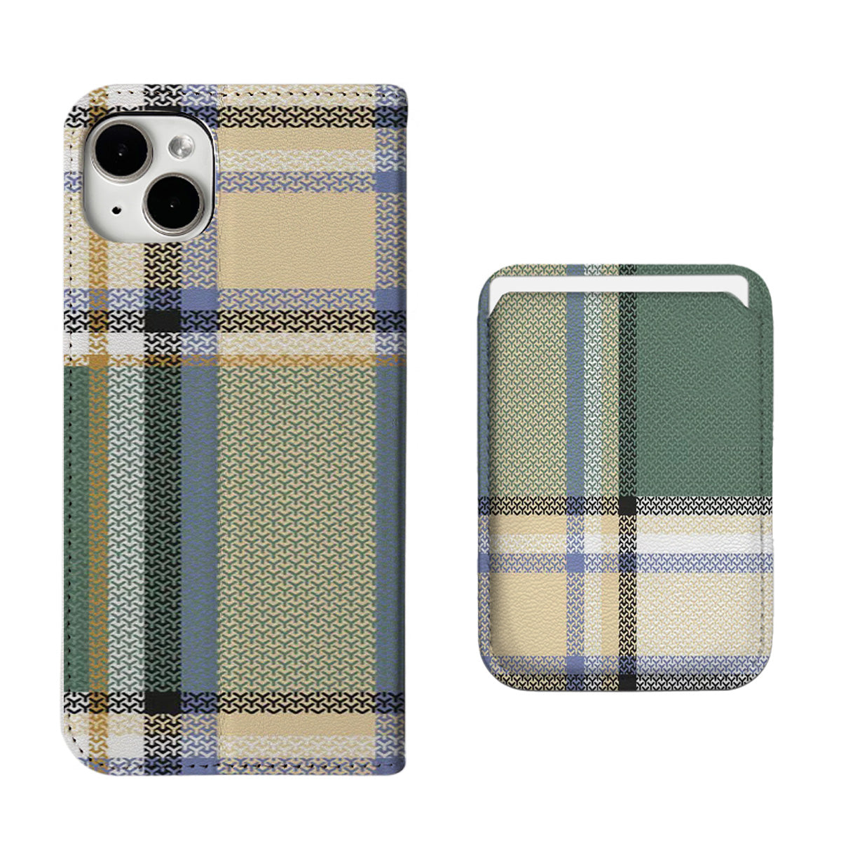 Green Plaid Pattern iPhone Leather Case