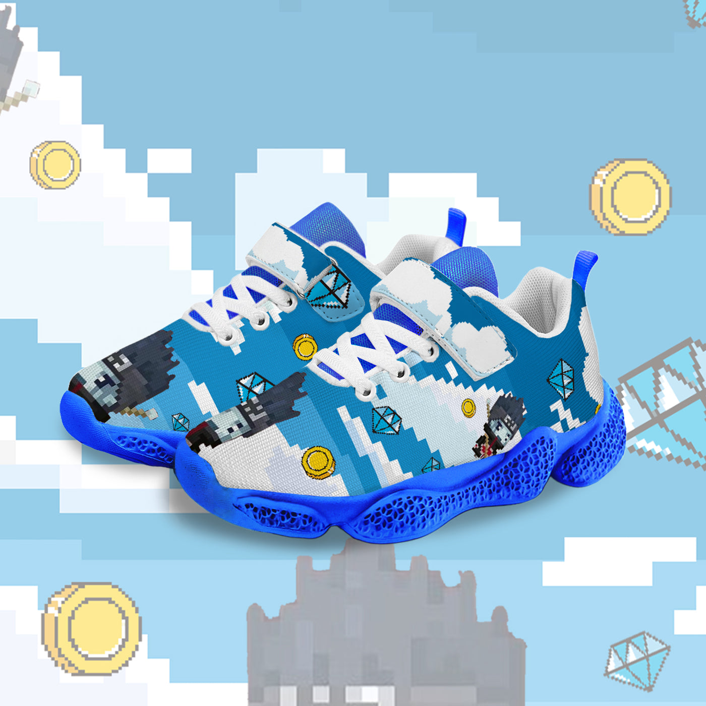 Pixel Sasuke Uchiha Kids Running Shoes