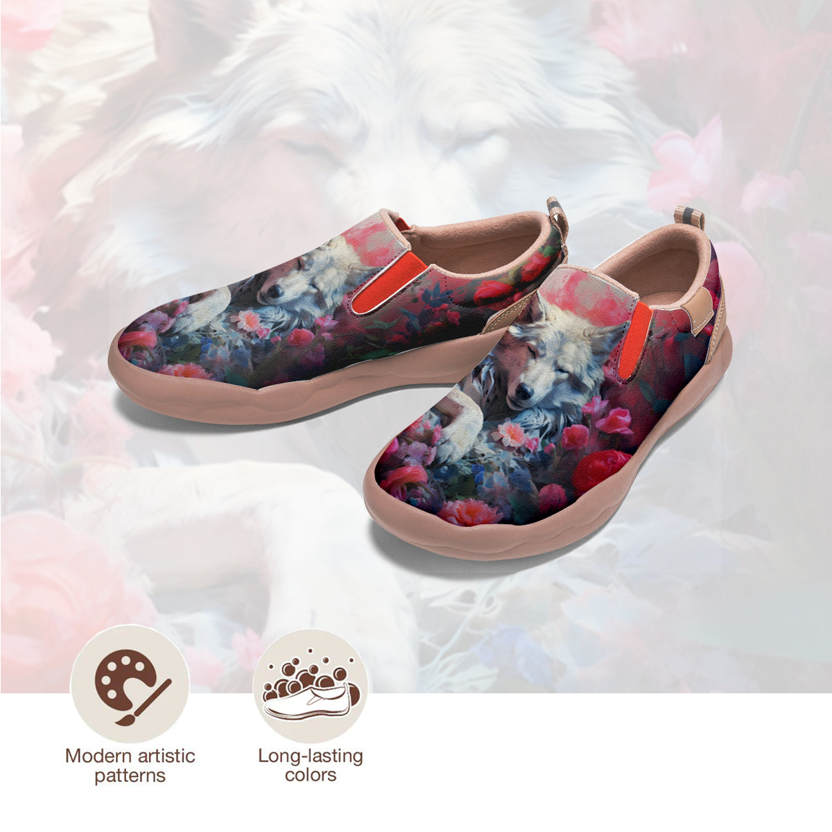 Floral Wolf Slip On