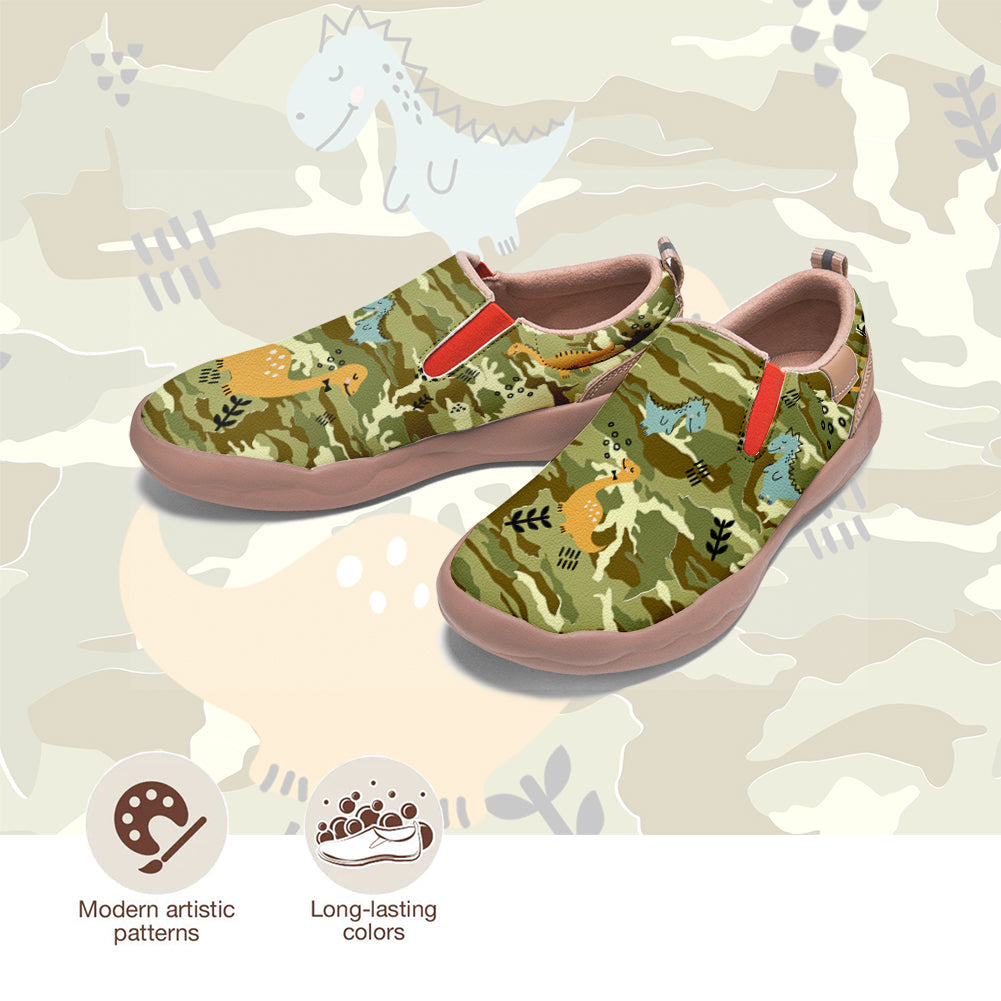 Green Camouflage Dinosaur Slip On