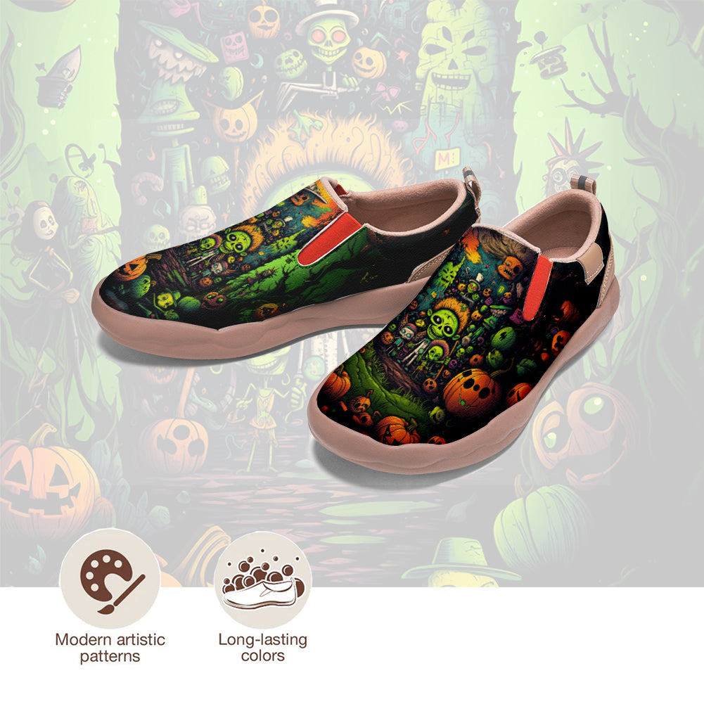 Halloween Pumpkin Zombie Slip On