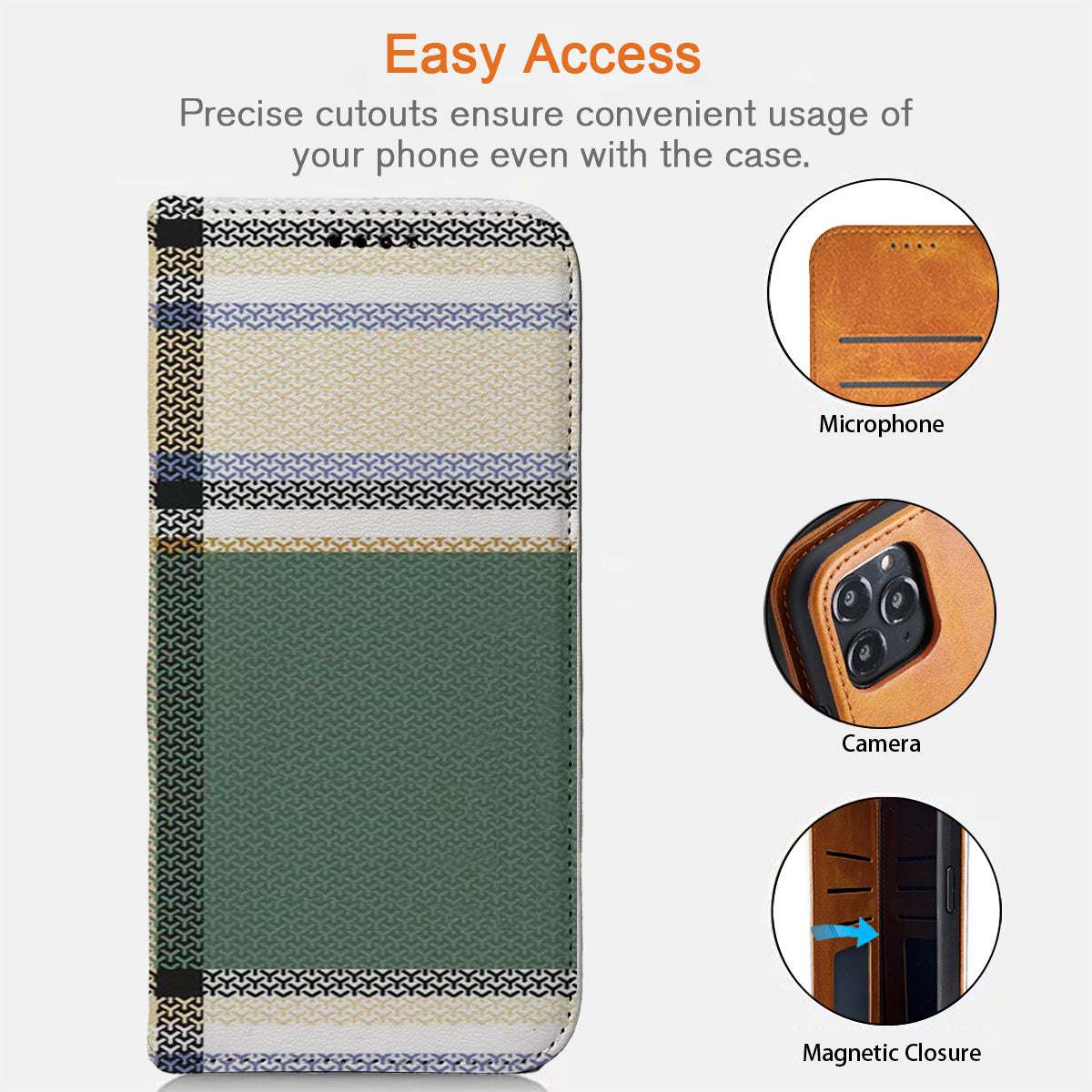 Green Plaid Pattern iPhone Leather Case