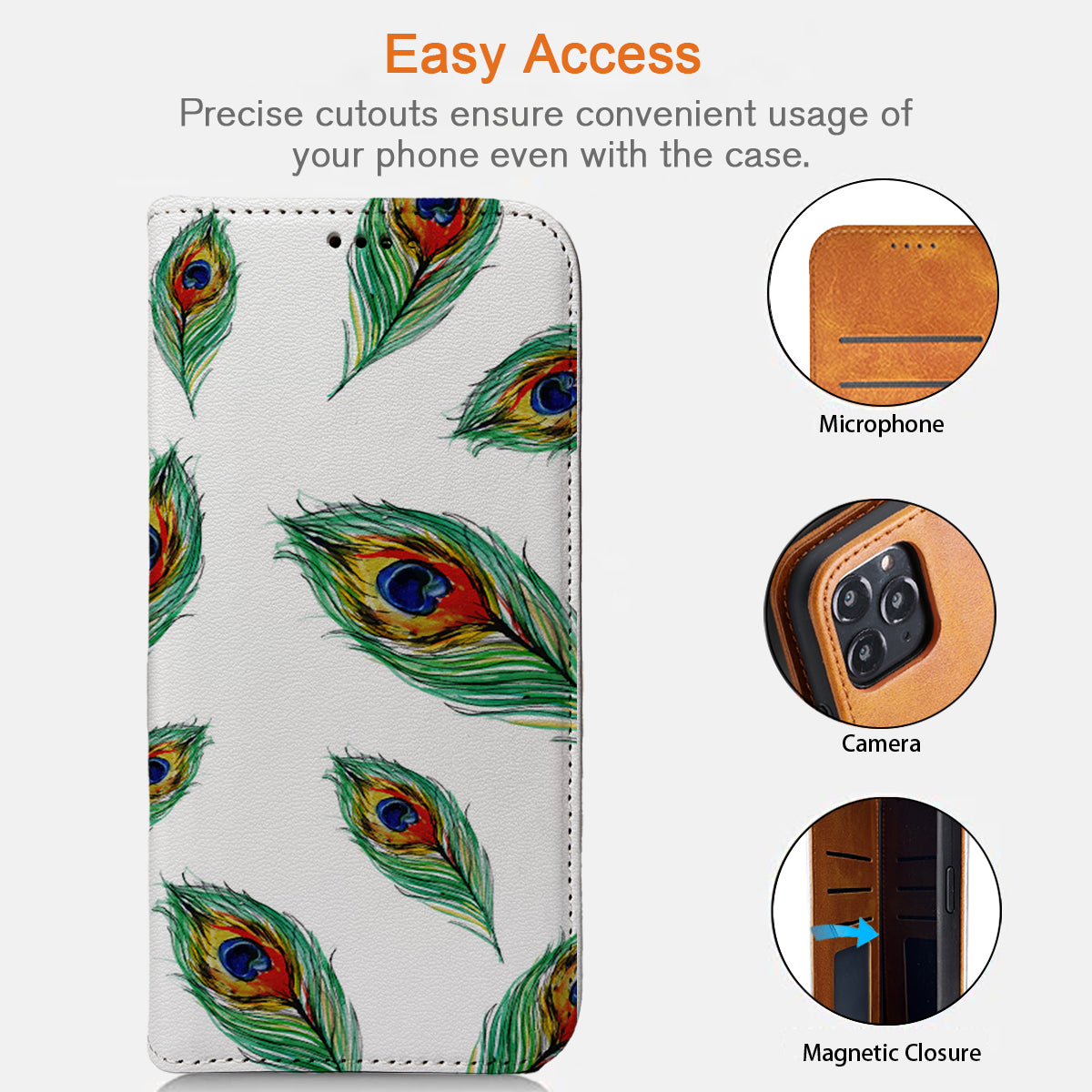 Green Peacock Feather iPhone Leather Case