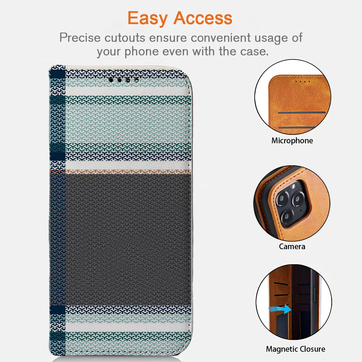 Green Plaid Pattern iPhone Leather Case