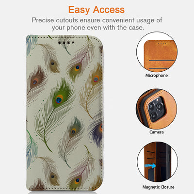 Peacock Feather iPhone Leather Case