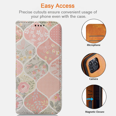 Patchwork Pattern iPhone Leather Case