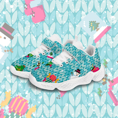 Pixel Christmas Snowman Kids Running Shoes