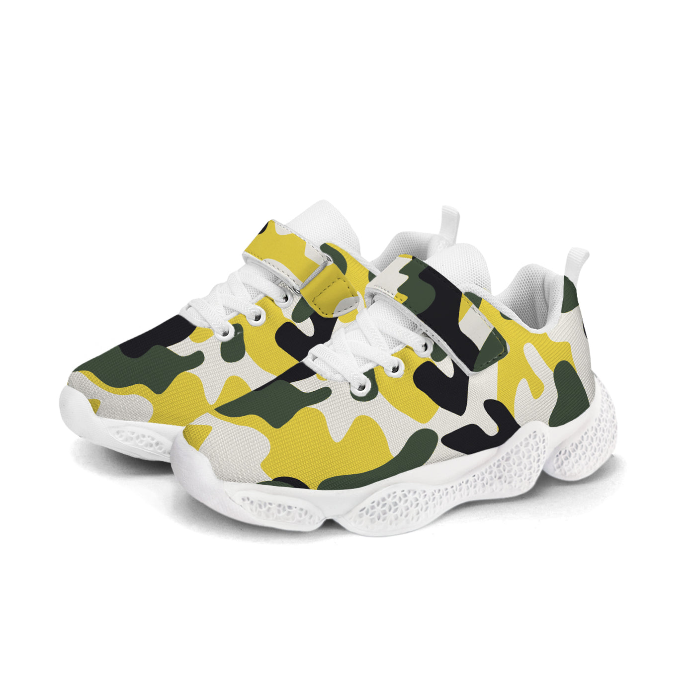 Yellow Camouflage Kids Running Shoes