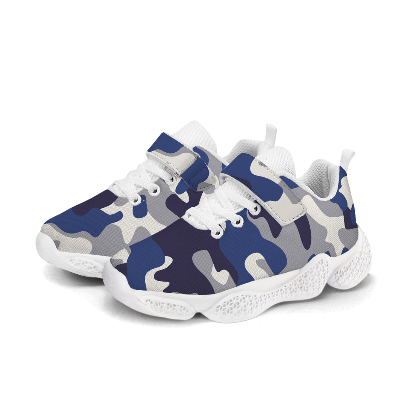 Blue Camouflage Kids Running Shoes