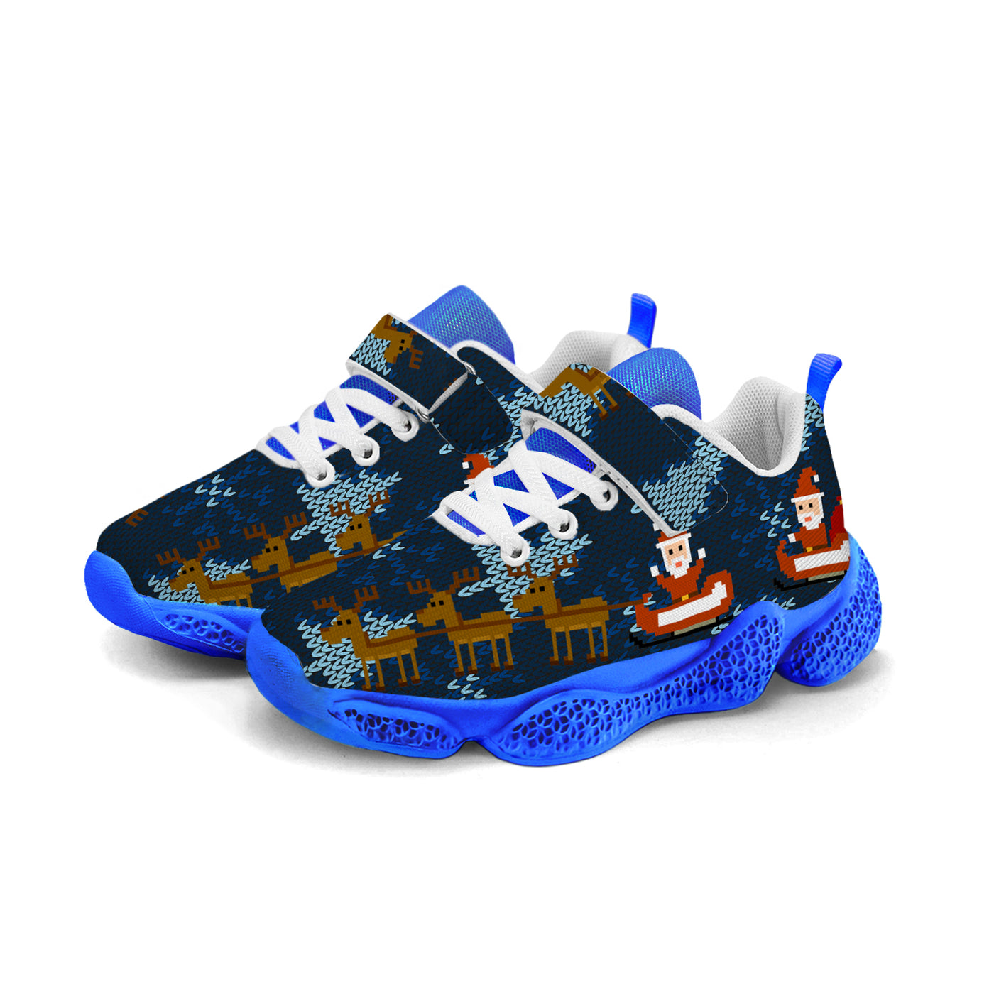 Pixel Christmas Santa Claus Kids Running Shoes