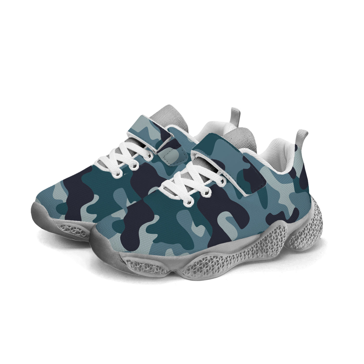 Blue Camouflage Kids Running Shoes