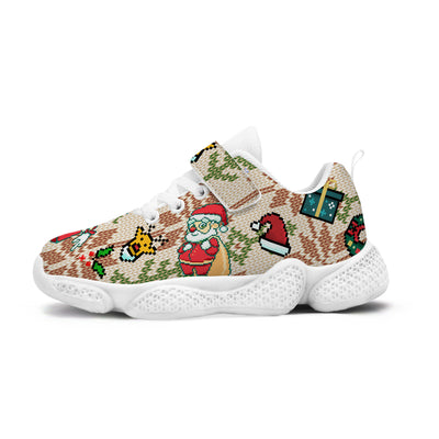 Pixel Christmas Santa Claus Kids Running Shoes