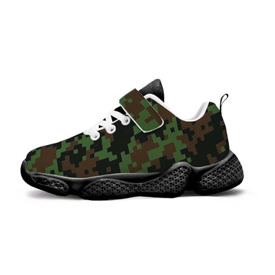 Pixel Green Camouflage Kids Running Shoes