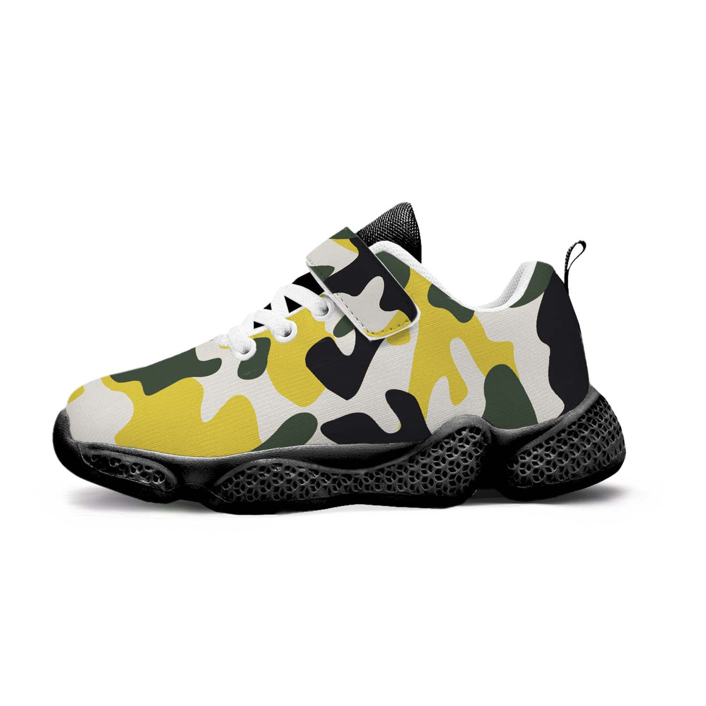 Yellow Camouflage Kids Running Shoes