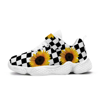 Checkerboard Sunflower Kids Running Shoes